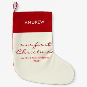 Petite Chaussette De Noël Notre premier Noël Newlyweds Custom Name Script