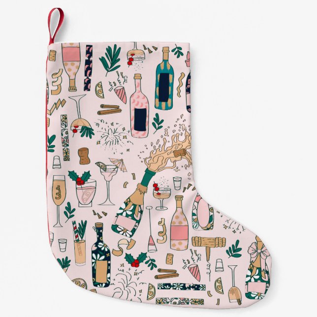Petite Chaussette De Noël nouvelle année champagne noël cocktail vin (Devant)