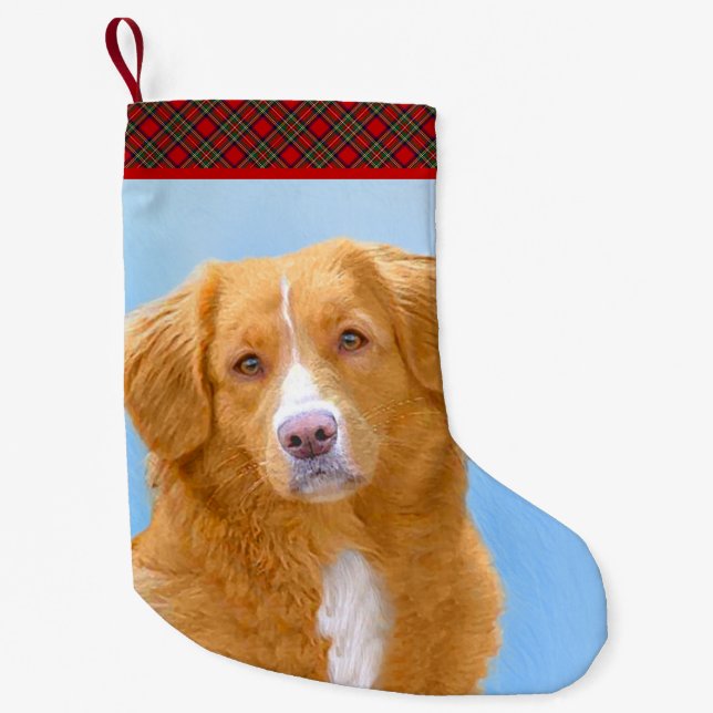 Petite Chaussette De Noël Nouvelle-Écosse Peinture de chien pour l'essayeur  (Devant)