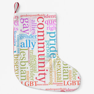 Petite Chaussette De Noël Nuage de mots de la communauté arc-en-ciel LGBTQ+