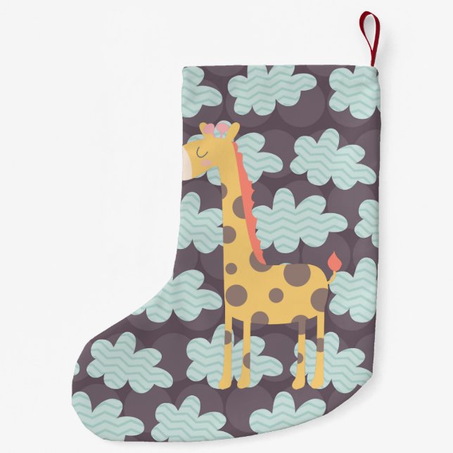 Petite Chaussette De Noël Nuages et girafes (Dos)