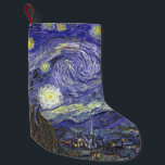 Petite Chaussette De Noël Nuit étoilée par Vincent van Gogh<br><div class="desc">Starry Night by Vincent van Gogh est un post impressionnisme d'art vintage paysage de paysages avec vue sur Saint Rémy, France depuis l'asile de van Gogh. Le ciel nocturne tourbillonne de nuages avec une lune brillante et des étoiles brillantes au-dessus du village pittoresque. Starry Night est probablement le tableau le...</div>