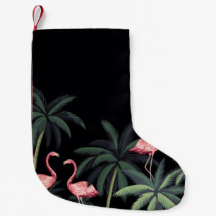 Petite Chaussette De Noël Nuit tropicale oiseaux sauvages vintages flamants,