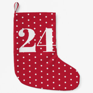 Petite Chaussette De Noël Numéro   Calendrier de l'avent Pois rouges et blan