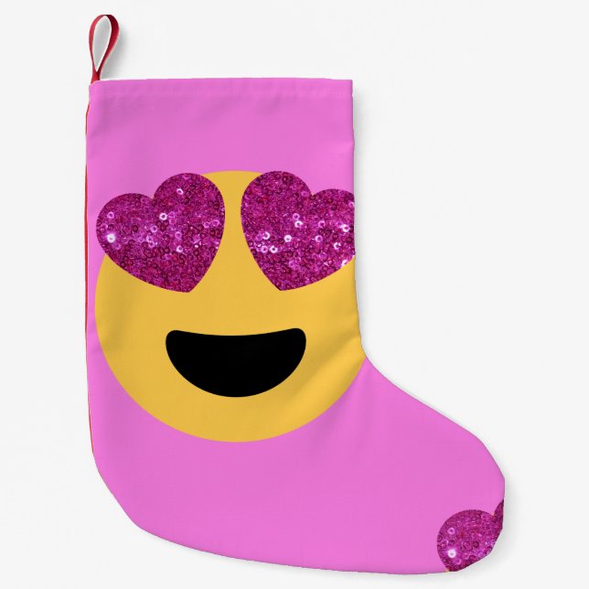 Petite Chaussette De Noël oeil de coeur émoji xmas noël stockage (Devant)