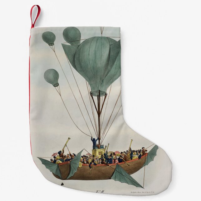 Petite Chaussette De Noël Œuvre d'art représentant un dirigeable ancien (Devant)