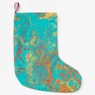 Petite Chaussette De Noël OEuvre d'or en marbre peint en brosse sèche. ABSTR