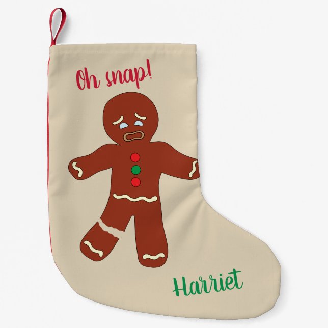 Petite Chaussette De Noël Oh Snap Gingerbread Homme Cookie Drôle (Devant)