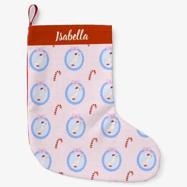 Petite Chaussette De Noël Oie soie personnalisée (Devant)