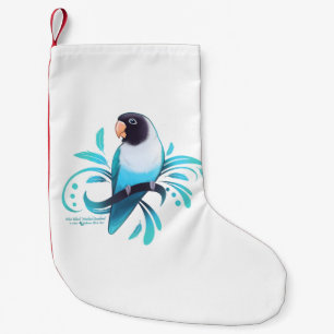 Petite Chaussette De Noël Oiseau noir masqué bleu
