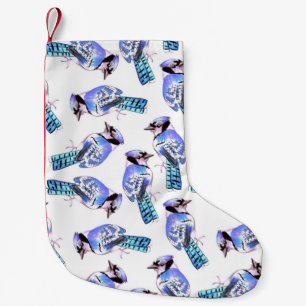Petite Chaussette De Noël Oiseaux de foin bleu en aquarelle