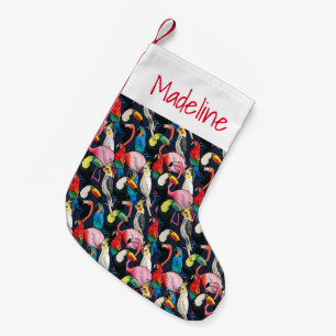 Petite Chaussette De Noël Oiseaux exotiques  Monogramme
