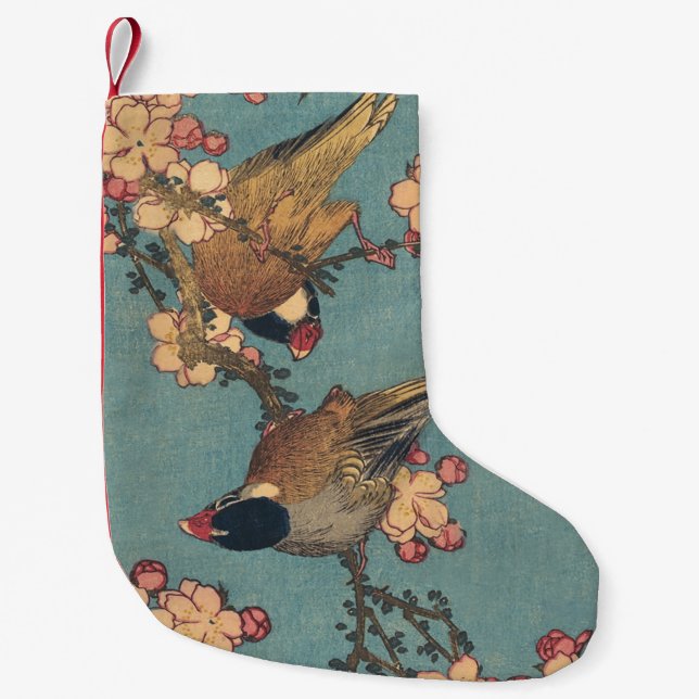 Petite Chaussette De Noël Oiseaux Fleurs Hokusai Art Japonais (Devant)