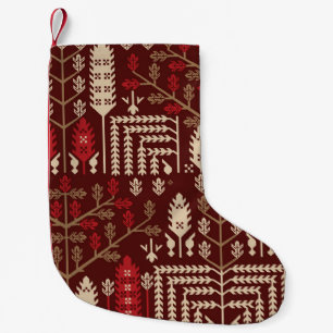 Petite Chaussette De Noël Oiseaux Fleurs Motif bleu foncé