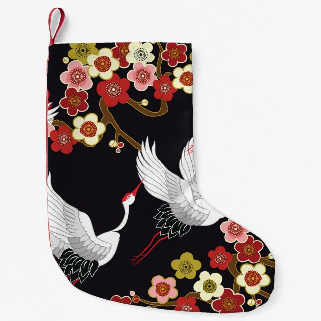 Petite Chaussette De Noël Oiseaux volants : Heron de grue japonais. (Devant)