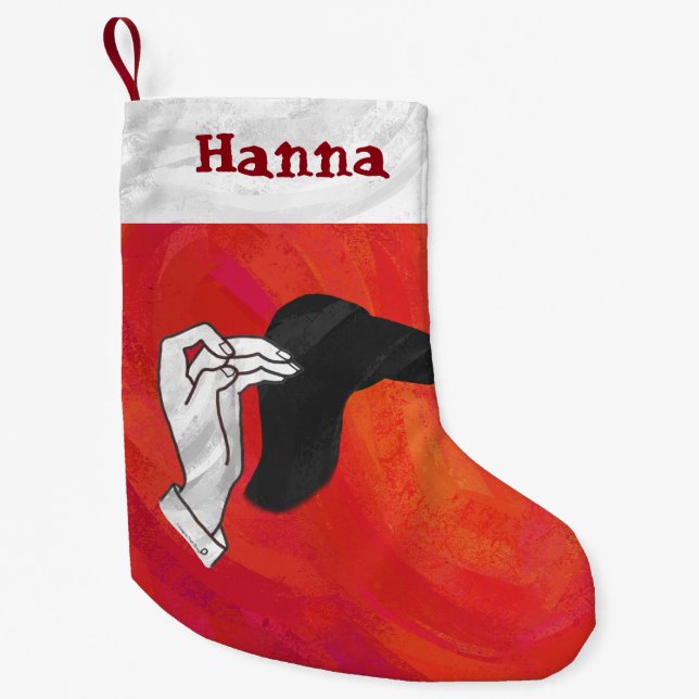 Petite Chaussette De Noël Ombre à paupières personnalisée Chameau Main (Devant)