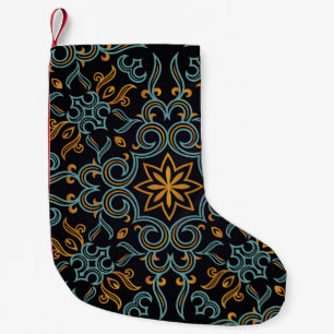 Petite Chaussette De Noël Or et bleu : Vintage ornemental