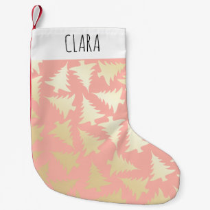 Petite Chaussette De Noël Or GIrly élégant et motif rose d'arbre de Noël