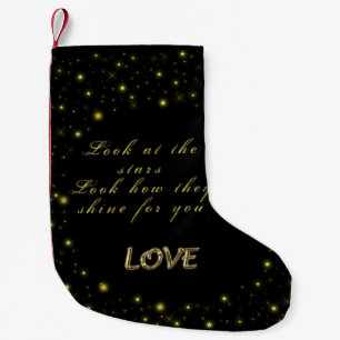 Petite Chaussette De Noël Or personnalisé et étoiles brillantes sur noir