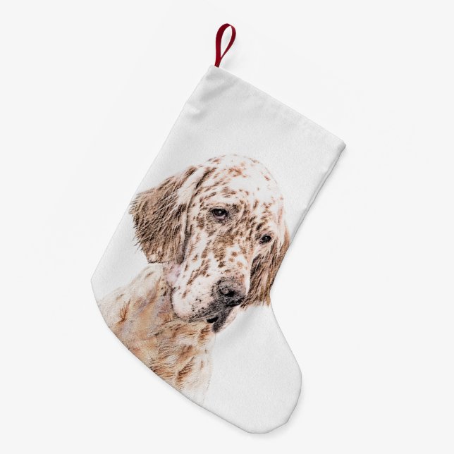 Petite Chaussette De Noël Orange Belton Painting Dog Art (Devant (Accrochage))