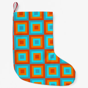 Petite Chaussette De Noël Orange géométrique de turquoise de couleur de