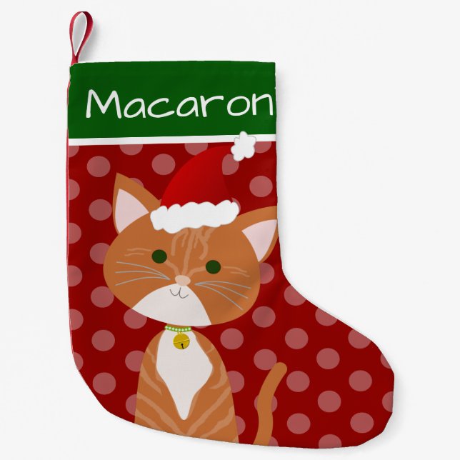Petite Chaussette De Noël Orange Tabby Père Noël Kitty (Devant)