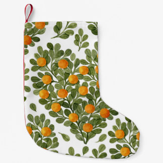 Petite Chaussette De Noël Oranges cardiaques : Branches vertes Amour.