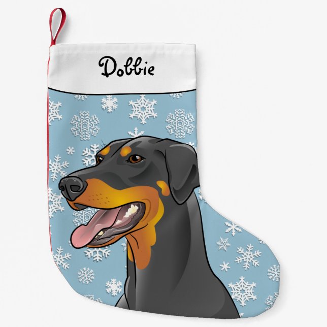 Petite Chaussette De Noël Oreilles effondues par bas de dobermann de Joyeux (Devant)