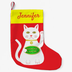 Petite Chaussette De Noël Oriental Lucky Cat Nom personnalisé