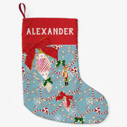 Petite Chaussette De Noël Ornement Casse-Noisette Élégant Bleu Rouge