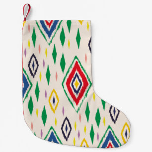 Petite Chaussette De Noël Ornement folklorique géométrique Ikat avec diamant