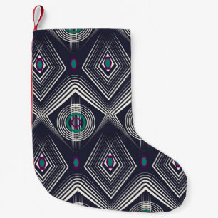 Petite Chaussette De Noël Ornement Géométrique Antique, Texture Design.