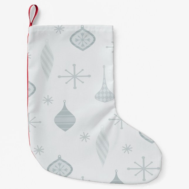 Petite Chaussette De Noël Ornements de Noël rétro Argent (Devant)
