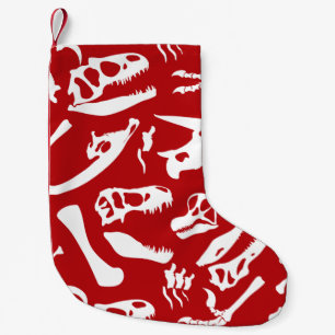 Petite Chaussette De Noël Os Dinosaures (Rouge)