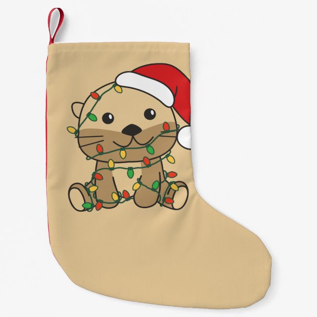 Petite Chaussette De Noël Otter Christmas Winter Animaux Vacances Otters (Devant)