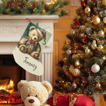 Petite Chaussette De Noël Ours en peluche de Noël Vintage<br><div class="desc">Ours en peluche de Noël Vintage</div>
