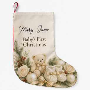 Petite Chaussette De Noël Ours en peluche personnalisé pour le premier Noël
