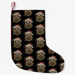 Petite Chaussette De Noël Ours Grizzly Chapeau de Père Noël Drôle Mignon Ama