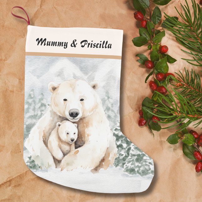 Petite Chaussette De Noël Ours polaire de Noël mignon parent et enfant (Créateur téléchargé)