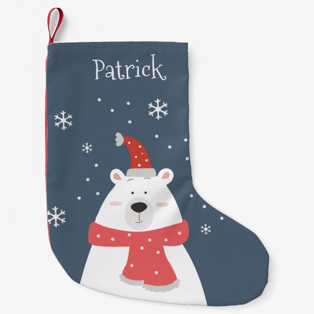 Petite Chaussette De Noël Ours polaire mignon Noël Stocking (Devant)