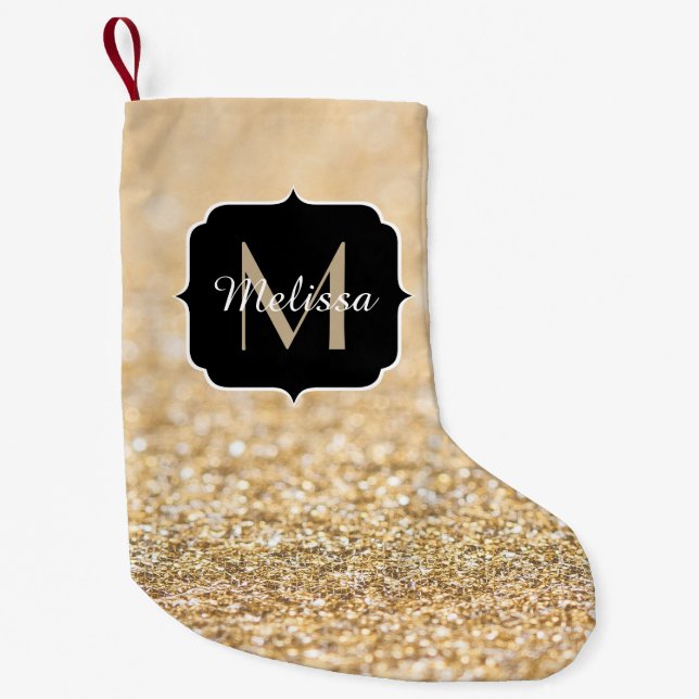 Petite Chaussette De Noël Paillettes de champagne en or faux Monogram (Devant)