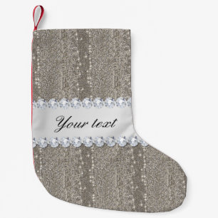 Petite Chaussette De Noël Paillettes et diamants argentés de Faux
