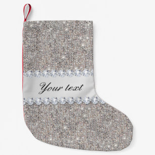 Petite Chaussette De Noël Paillettes et diamants argentés de Faux