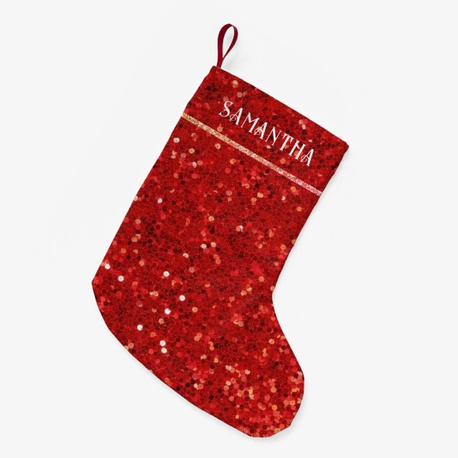 Petite Chaussette De Noël Paillettes numériques rouges et scintillements (Devant (Accrochage))