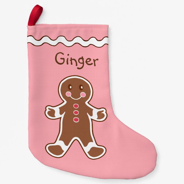 Petite Chaussette De Noël Pain d'épice rose (Devant)