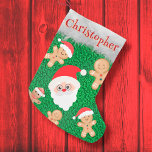 Petite Chaussette De Noël Pain d'épices du Père Noël homme nom personnalisé<br><div class="desc">Père Noël et pain d'épices nom personnalisé Petit Noël Stocker</div>