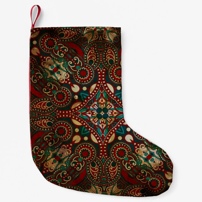 Petite Chaussette De Noël Paisley Bandanna Grunge Floral Traditionnel (Devant)
