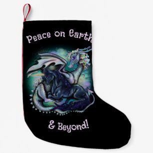 Petite Chaussette De Noël Paix sur Terre Dragon et Unicorne