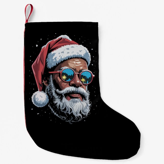 Petite Chaussette De Noël Pajama de Noël afro-américain Xmas Afro Père Noël (Devant)