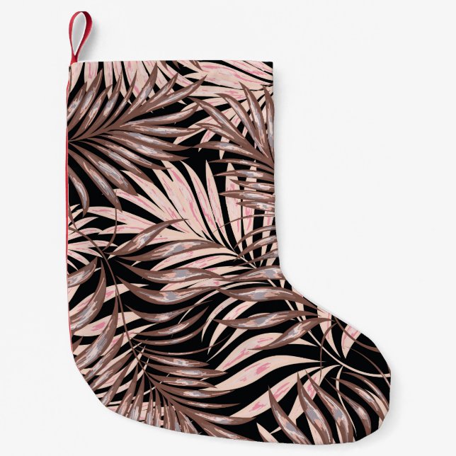 Petite Chaussette De Noël Palme tropicale : Modèle Floral Jungle. (Devant)
